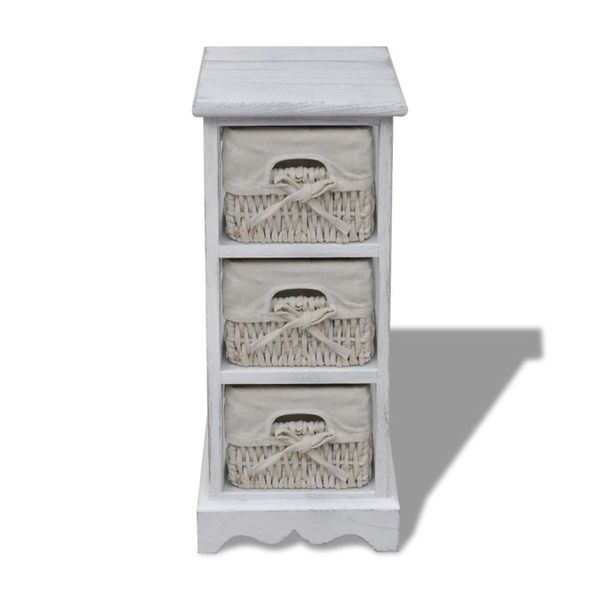 

white colonial wooden chest with 3 baskets living room furniture