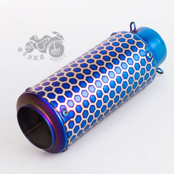 

universal 61mm motorcycle modified exhaust pipe muffler grid exhaust akrapovic semi-blue muffler for cbr1000rr s1000rr
