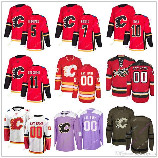 

5 Mark Giordano T. J. Brodie Derek Ryan Mikael Backlund Jersey Winter Classic Calgary Flames Home Away 2019 Men Women Youth Cheap