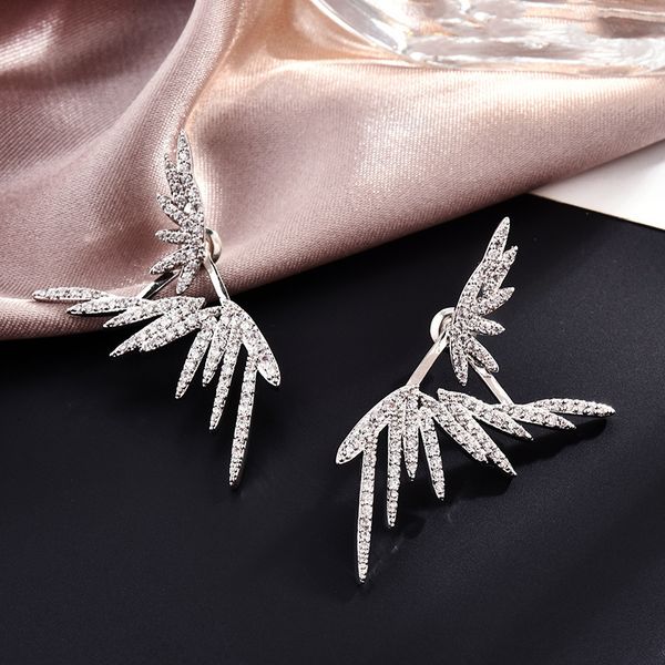 

european and american angel wings irregular back hanging earrings full of earrings detachable design, Silver