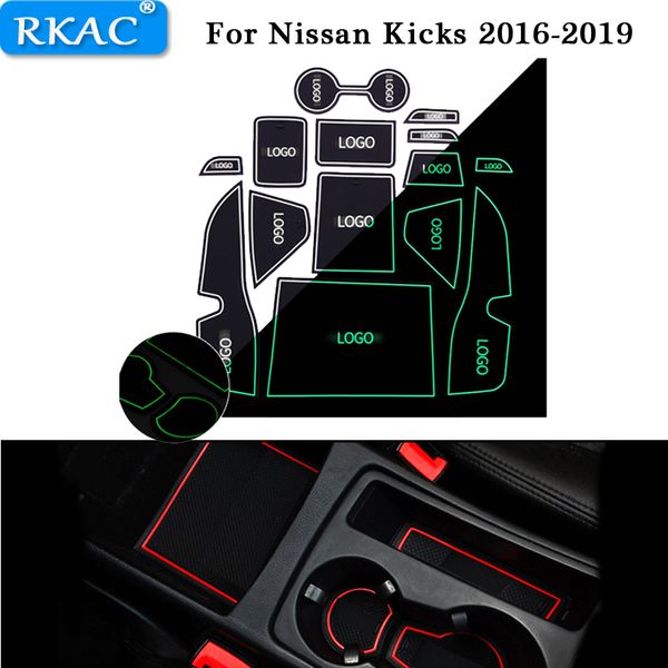 

rkac car gate slot mats door pad/cup mats 13pcs for kicks 2017-2018 car accessories anti non slips auto door groove