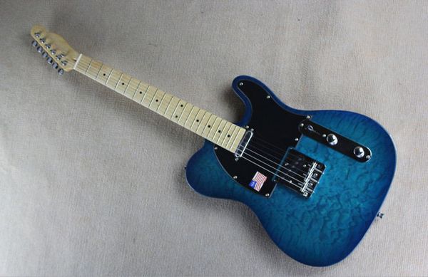 

electric guitar lake blue qui stitched maple black pickup ing
