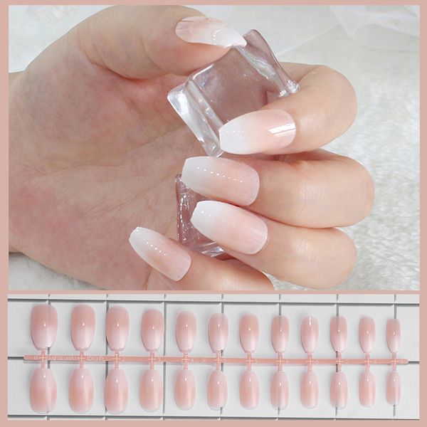 

24pcs 5 types diy light pink full cover nail tips natural false nail tips fake nails nails glue manicure art beauty accessories, Red;gold