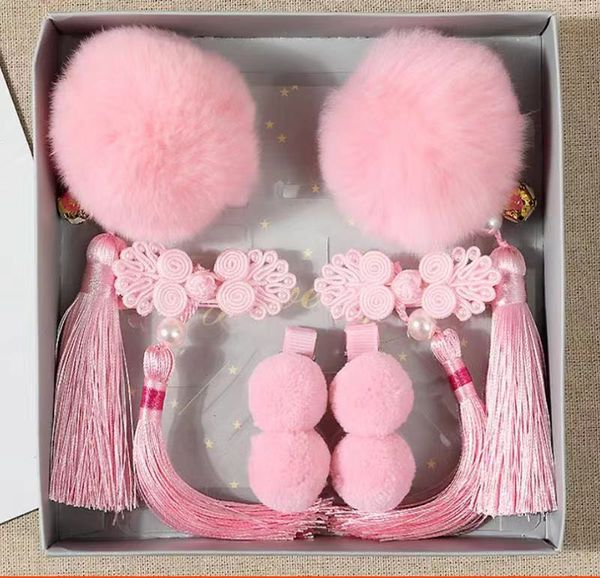 

children's hairpin tassel flower girl hair accessories set, Slivery;white