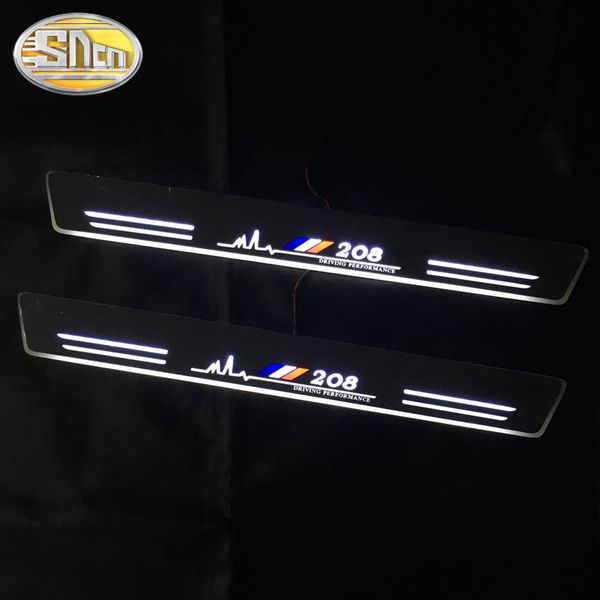 

sncn 4pcs car led door sill for 208 2012-2020 ultra-thin acrylic dynamic led welcome light scuff plate pedal
