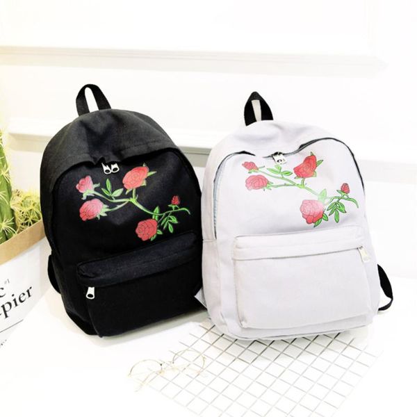 

опрятный шик женщины мужчины холст сердце рюкзак милые женщины роза вышивка рюкзаки для подростков женские школьные сумки mochilas