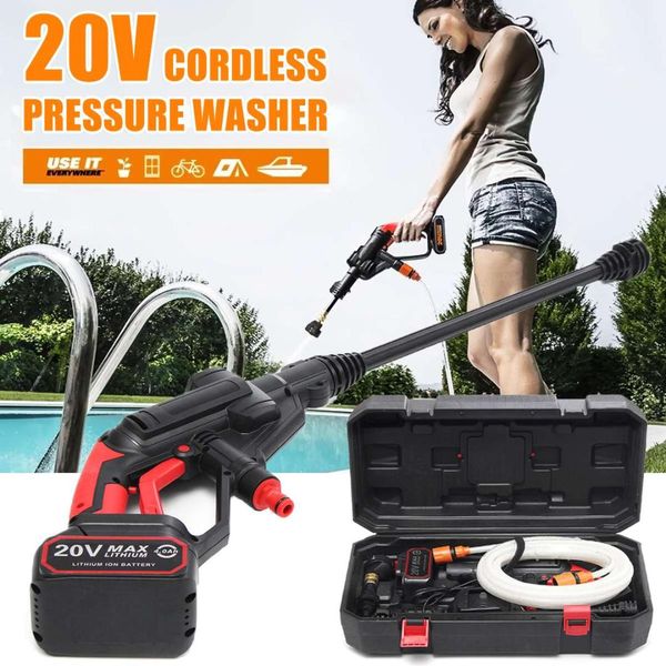 

cordless portable water cleaner li-ion 320psi 20v pressure washer hose nozzle cleaner spray-gun for car cleaning