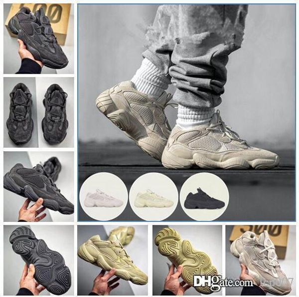 

Brand New 500 Salt Blush Super Moon Yellow Utility Black Women Men Running Shoes Sneakers Sport Kanye West 500s Designer Shoes With Box