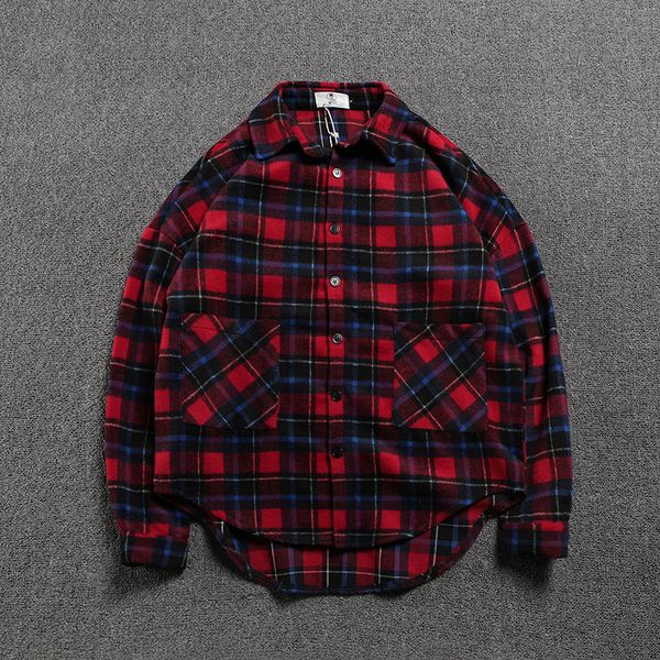 

ins super fire tide brand red plaid long sleeve shirt hiphop men and women couple models jacket fat plus fertilizer increase50cs, White;black