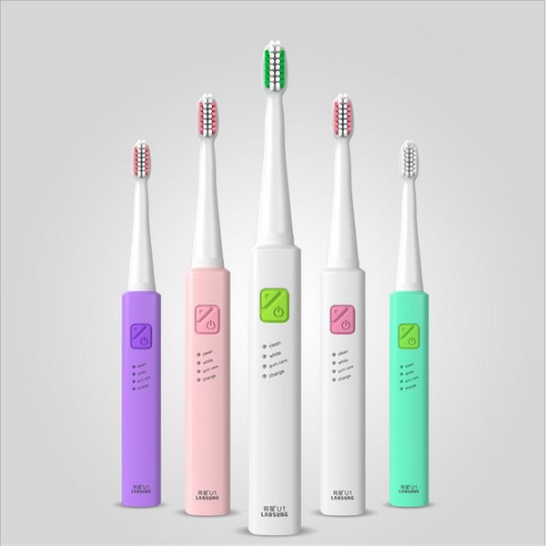 

lansung u1 electric toothbrush with 4 heads ultrasonic dental electronic toothbrushes usb charge rechargeable timer brush