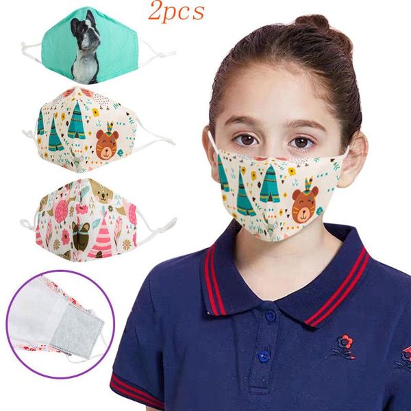 

2pcs kids facemask cartoon washable safet dustproof haze face facemask face maskswashable and reusable outdoor facemasker, Black