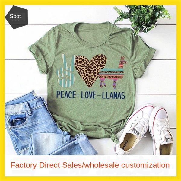 

women's peace love llamas letter short sleeve women's dress peace love llamas letter short sleeve t-shirt dress t-shirt, White