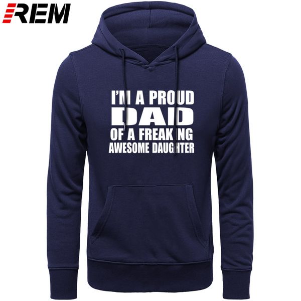

fathers day gift cotton o-neck long sleeve men i'm a proud dad of freaking awesome daughter slogan print hoodies, sweatshirts, Black