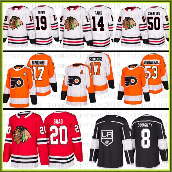 

philadelphia flyers chicago blackhawks jersey 8 drew doughty 17 wayne simmonds 28 claude giroux richard panik brandon saad jakub voracek, Black;red