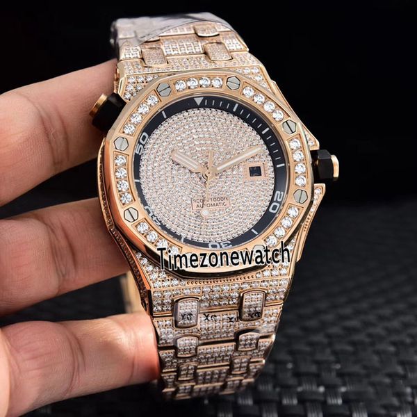 

edition royal 15707 white gold all diamond case black inner automatic mens watch silver diamond sapphire watches timezonewatch e07b2, Slivery;brown