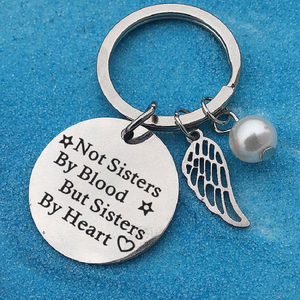 

Good Friends Keychain Not Sisters By Blood But Sisters By Heart Engraved Pendant Car Key Chain Keyring Friendship Jewelry