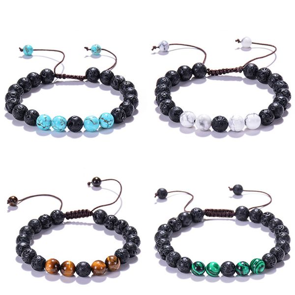 

ethnic adjustable 8mm lava stone bracelet women natural black volcanic buddha bead yoga aromatherapy bracelet jewelry