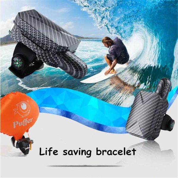 

portable lifesaving bracelet float wristband with co2 cylinder inflatable bladder outdoor swim surf self rescue tpu