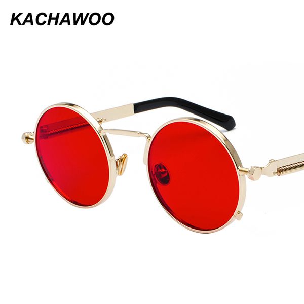 

kachawoo round gothic steampunk sunglasses men red metal frame retro vintage round sun glasses for women summer 2018 uv400, White;black