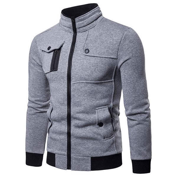 

spring autumn cotton mens jacket casual stand collar thick men's jacket solid black slim fit zipper men's windbreaker casacas, Black;brown