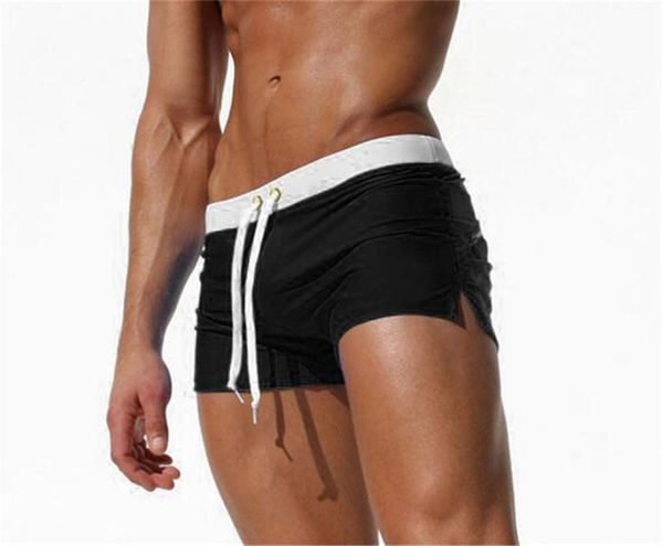 

european and american men's swim trunks boxer swim trunks fashion back pocket design foreign trade beach pants breathable quick-drying