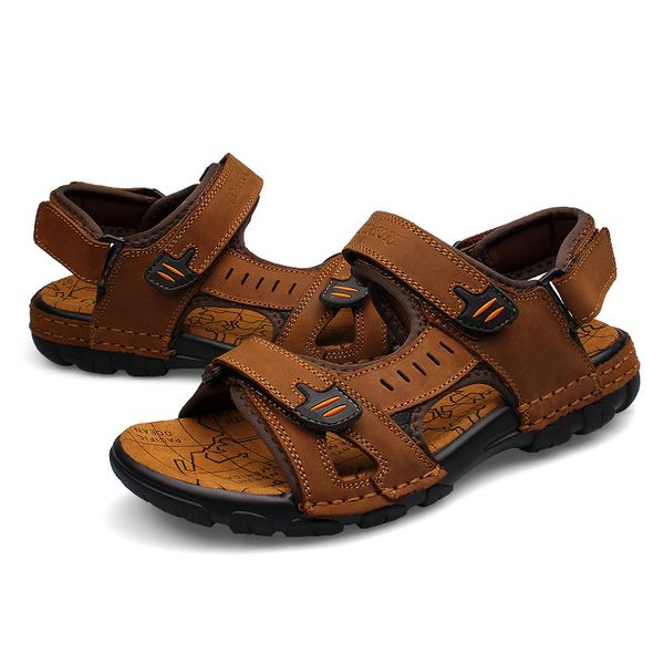 

fashion leisure solid summer sandals for men basic front rear strap low beach sandals solid sewing hook loop breathable shoes, Black