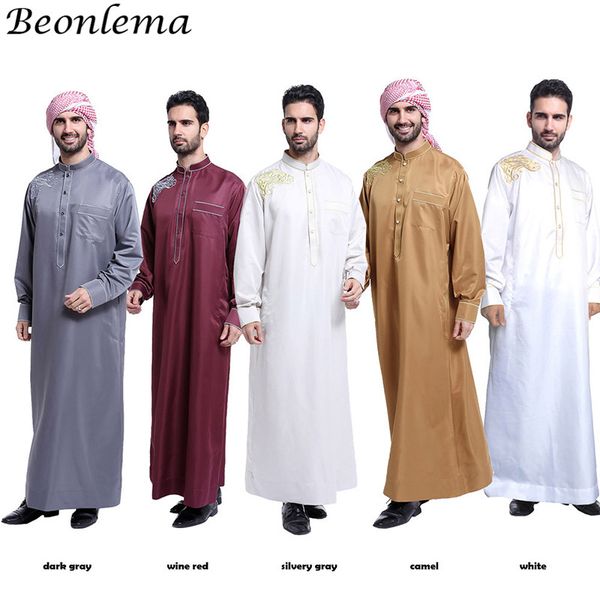 

beonlema мусульманского платья hombre джубба thobes мужчины ислам марокканский кафтан абай вышивка формальной исламская одежда pankistan ves, Red