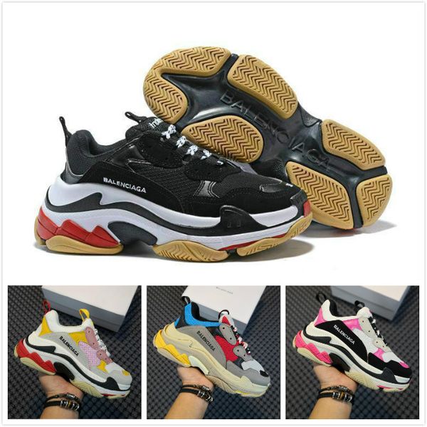 

triple s 17fw sneakers mens womens pairs casual balenciaga shoes vintage kanye west old grandpa trainer sneaker fashion shoe eur36-45, Black