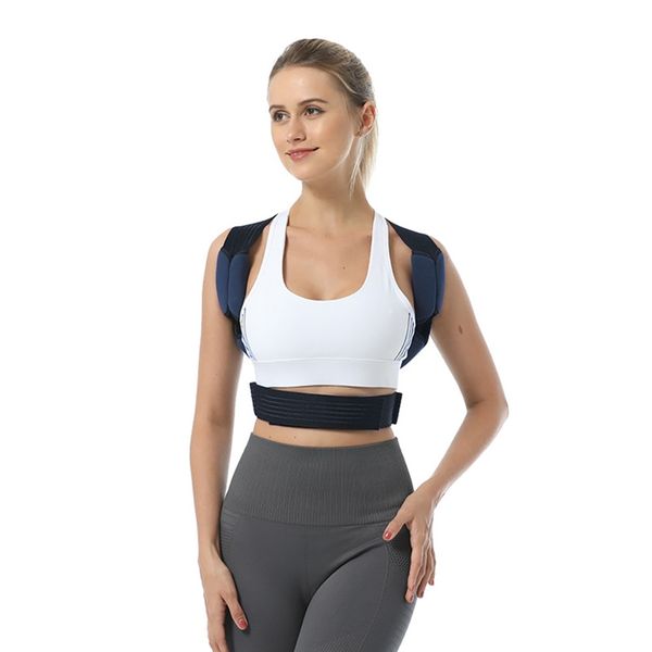 

2020 posture corrector brace lightweight elastic steel plate shoulder upper back sitting support belt multi sizes, Black;blue