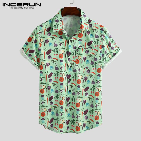 

men summer hawaiian shirts printing leisure breathable men short sleeve beach lapel brand casual shirt camisa 3xl incerun, White;black