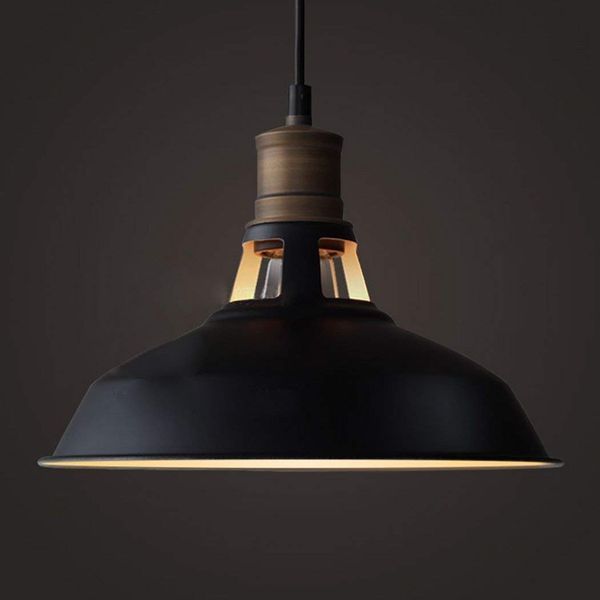 

jml vintage style black pendant light with metal shade in matte-black finish-modern industrial edison style hanging for kitchen ceiling lamp