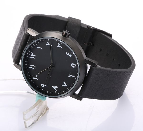 

arabian fashion watch cow leather straps japanese movement, Slivery;brown