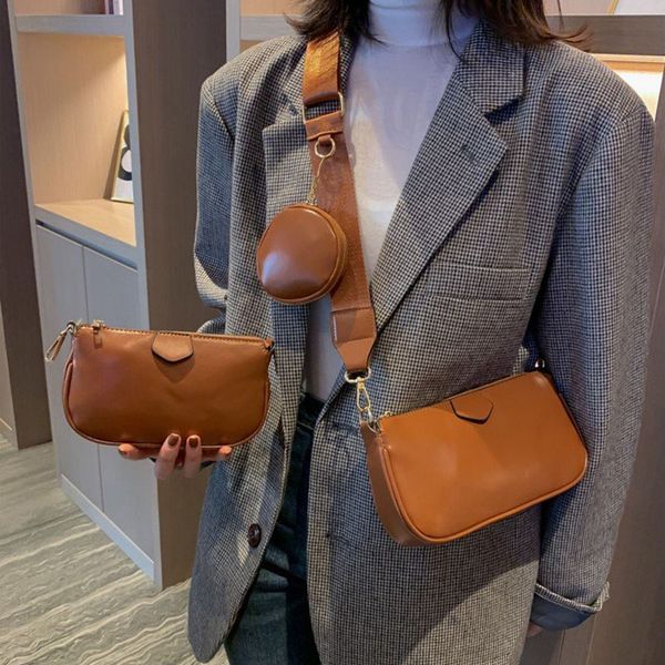 

3 pcs shoulder bags for woman messenger bag handbags wide shoulder strap crossbody bag