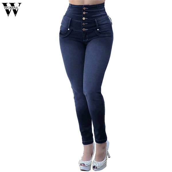 

womail new arrival jeans wholesale woman denim pencil pants brand stretch jeans zipper pant women high waist 2019, Blue