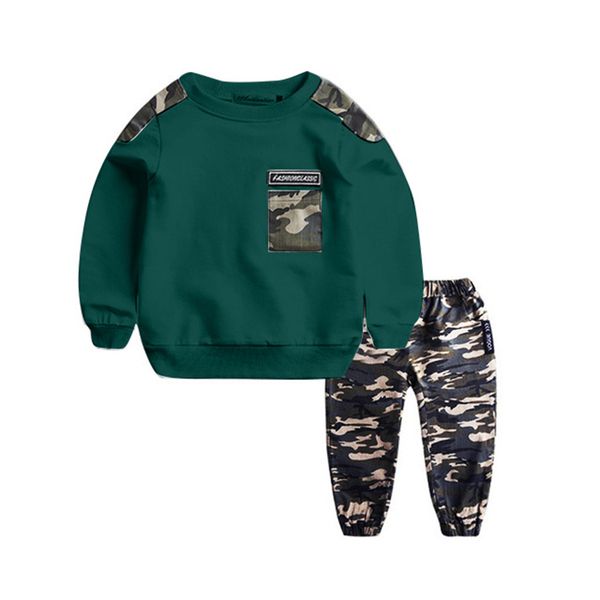

2pcs outfits teen kids baby boys set vetement enfant garcon baby boys winter clothes letter tracksuit camouflage pants, White