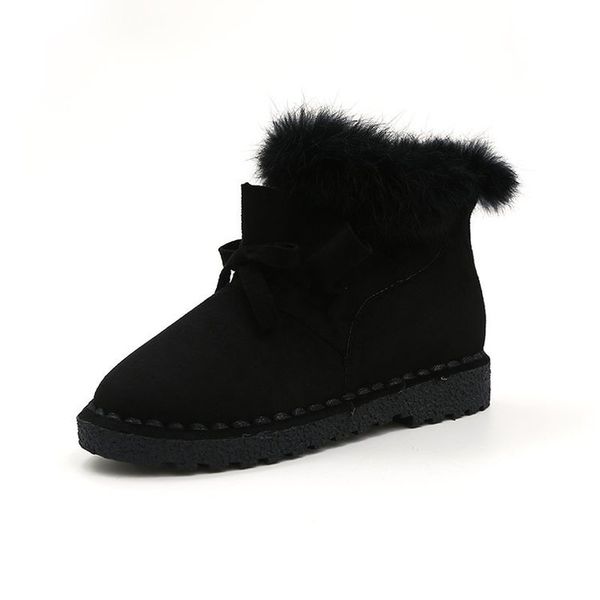 

winter short plush keep warm snow boots women fashion round toe platform ankle boots ladies shoes woman casual mujer 2019, Black