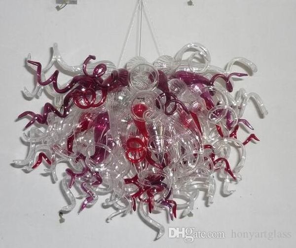 

110v/120v led bulbs fantastic clear and red hand blown art glass chandelier