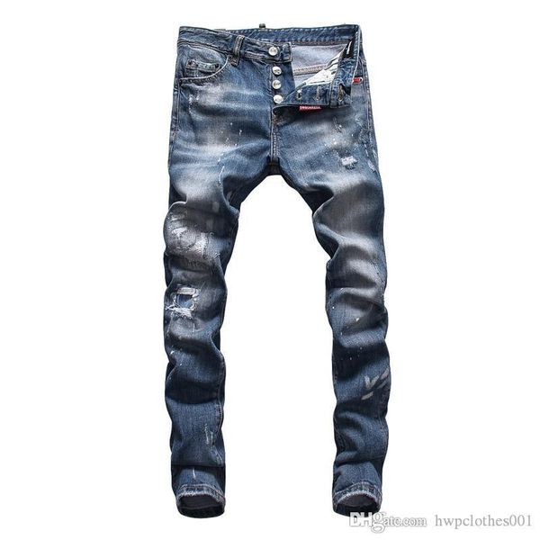 

2020 new mens jeans fashion designer jeans tight casual pants street motorcycle motorcycle hip hop men pants, Blue