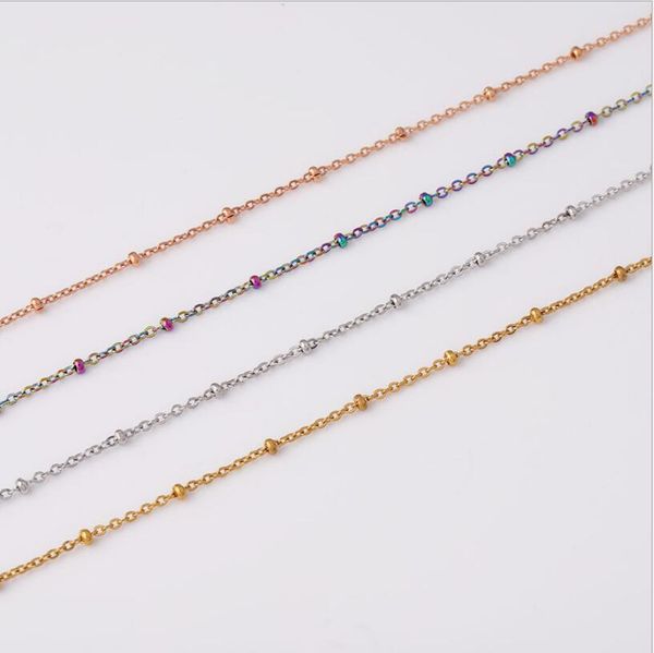 

2pcs/lot stainless steel clamp bead chain necklace with lobster clasp satellite diy chains 2mm thickness 3mm ball beads, Silver