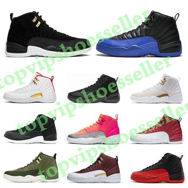 

new 12s dark grey game royal fiba game ball ovo white playoff men basketball shoes 12 blue french blue cny sneakers with box