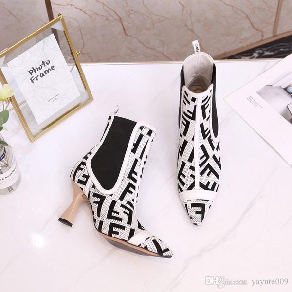 

a6 2020new women leather ankle boots women's ankle boots luxury designers boots fashion booties size 35-41, Black