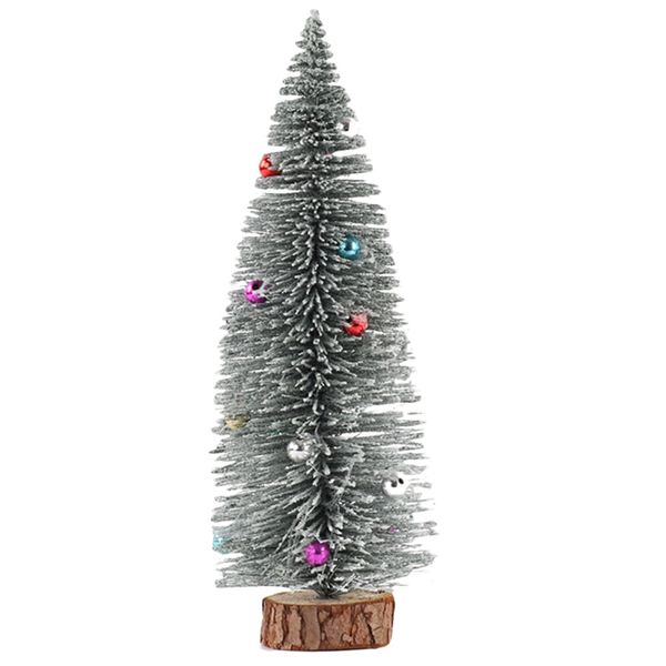 

15cm small diy christmas tree fake pine tree mini sisal bottle brush christmas santa snow frost village house