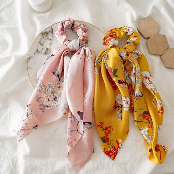

big flower ribbon large intestine ring new style two-in-one hairband women's versatile bandeau headdress europe and america rele, Brown