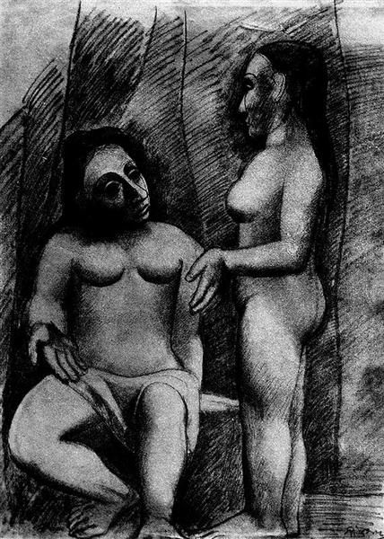 

пабло пикассо классическая картина маслом сидящая обнаженная и standing nude 100% ручной работы опытных painter на белом холсте picasso680