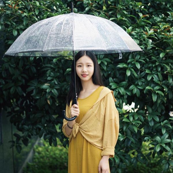 

прозрачный зонтик длинной ручкой женский девушка сердца большой белый двойной интернет знаменитости ins складной дождь путешествия зонт u5u