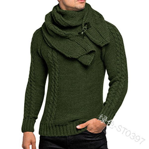 

sweater+gift scarf autumn winter 2020 men long sleeves pullovers, White;black
