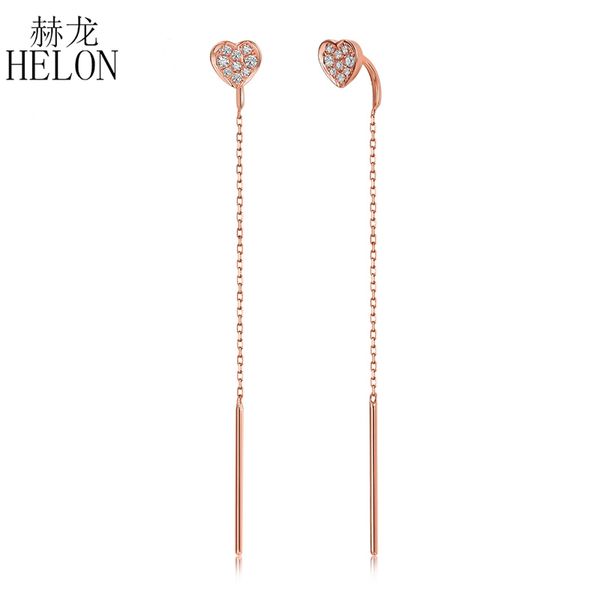 

helon si/h 100% natural diamonds drop earrings solid 18k rose gold au750 engagement wedding women earrings trendy chain, Golden;silver