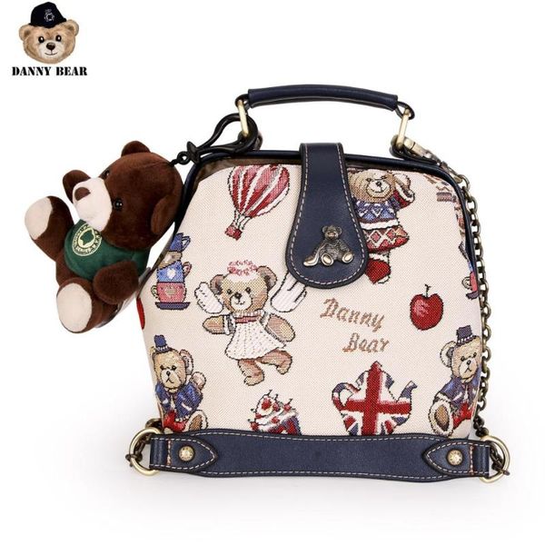 

danny bear street women cute casual bag crossbody handbag vintage bear print zipper fashion bag dmb9115057-201