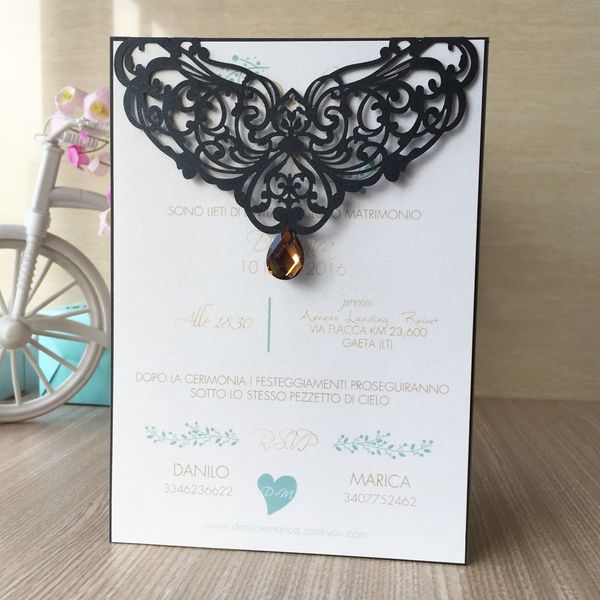 

40pcs /lot gem decoration wedding invitation card envelop delicate easter blessing gifts business grand event marriage ceremony, Black