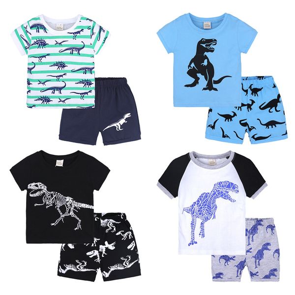 

children clothing sets summer baby boys girls clothing sets fashion t shirt+trousers 2 pcs suits 2019 1-6 years kids clothtc190618w 50pcs, Blue;gray